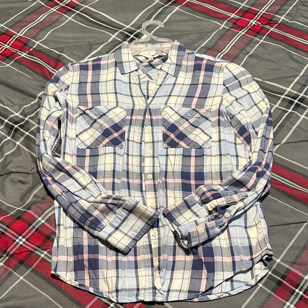 Aeropostale women’s Blue, White, and Pink Plaid Shirt
